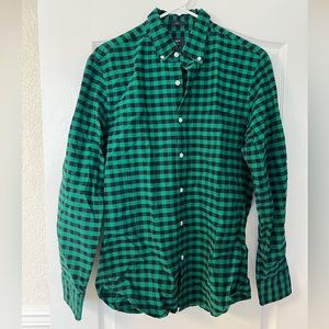 J Crew medium green flannel button down